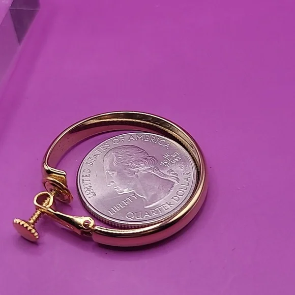 Gold tone hoop clip on earrings by Napier - Picture 9 of 9